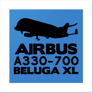 Airbus A330-700 Beluga XL Silhouette Print (Black) Posters and Art